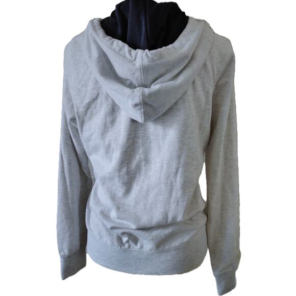 Y2k Oakley Hoodie Sweatshirt M Full Zip Gray Blue Block Letters Red Drawstring - Picture 4 of 16